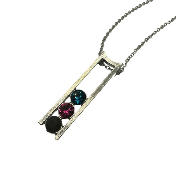 Silver Necklace & Earring Set With Multicolor Gemstones - Picture 4 of 6